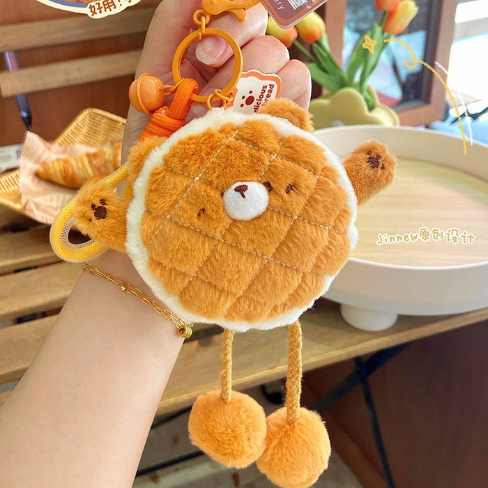 Wholesale Bear Bread House Pull Plush Pendant Keychains