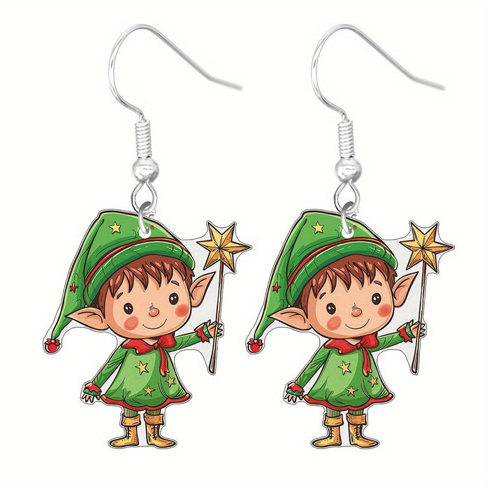 Wholesale Christmas Cartoon Earrings Cute Acrylic Pendant  Gingerbread and Animal Pattern Holiday Supplies