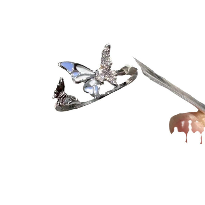 Wholesale Butterfly zircon open ring for women, light luxury, exquisite luxury, temperament, versatile index finger ring
