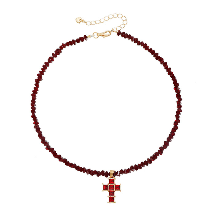 Wholesale Triangle Crystal Inlaid Cross Women' s Necklace