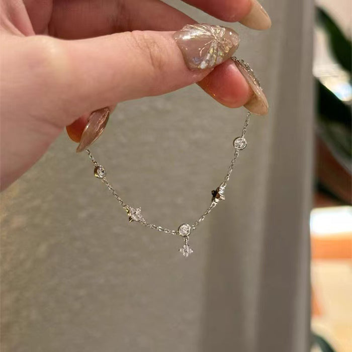 Wholesale S925 Silver Plated Four-leaf Clover Bracelet for Girls Hand Jewelry