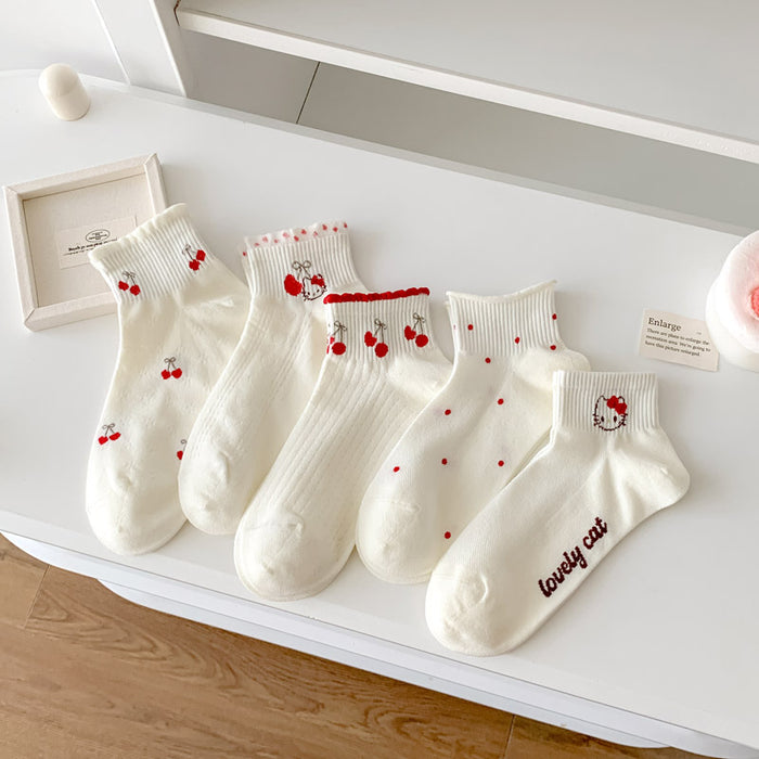 Wholesale Socks, short tube boat socks, combed cotton, college wind flower edge socks