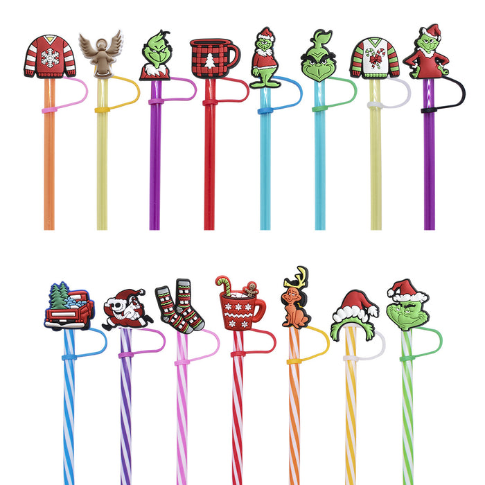 Wholesale of 100pcs Christmas PVC Straw Sleeves JDC-SCR-RunYaYuan001