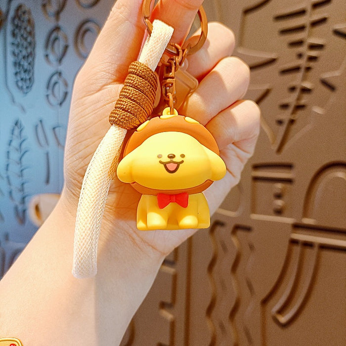 Wholesale Line Puppy Keychain Korean Cartoon Doll School Bag Pendant Cute Couple Key Chain Doll Machine Small Gift