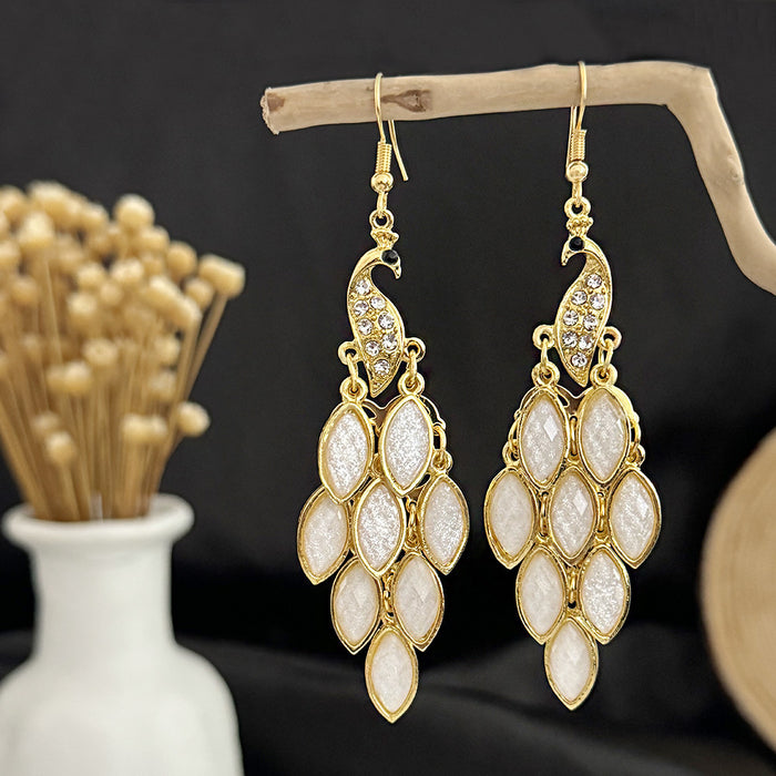 Wholesale Cloisonne Peacock earrings  silver minority totem Phoenix bell earrings