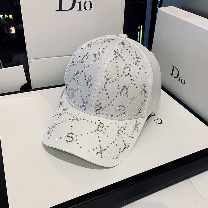 Wholesale New diamond studded hat, casual letter baseball cap, sun protection, duckbill cap
