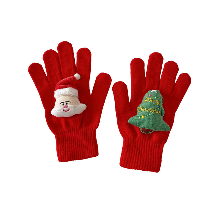 Wholesale Christmas plush gloves women' s winter warm finger gloves outdoor five finger gloves manufacturers