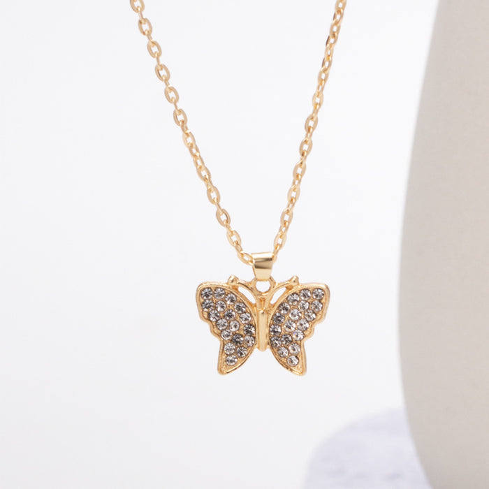Wholesale Simple and fashionable versatile full diamond butterfly necklace collarbone chain