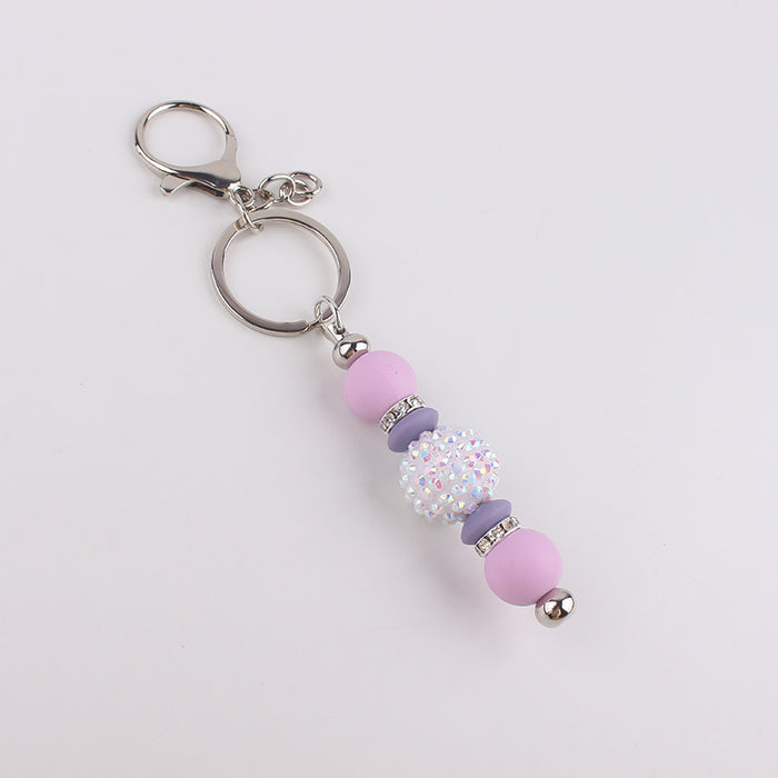 Wholesale Bling Bead Tassel Keychain Personalized Pendant Key Ring Bag Pendant Pendant Silicone Keychain