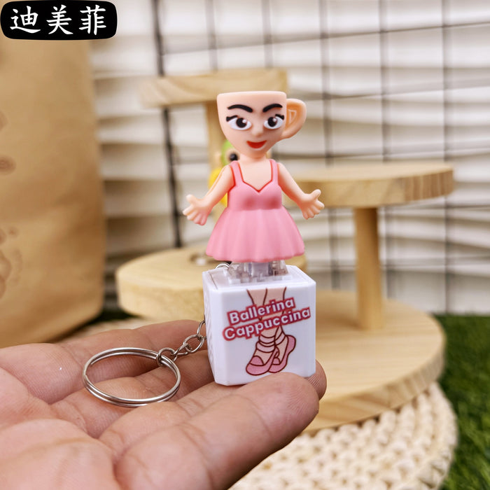 Wholesale AI wooden stick human shoe shark button sound pendant keychain