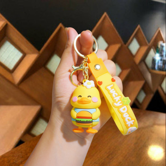 Wholesale Cute Silicone Duck Keychain in Blue Ice Cream Bag Charm Car Accessory