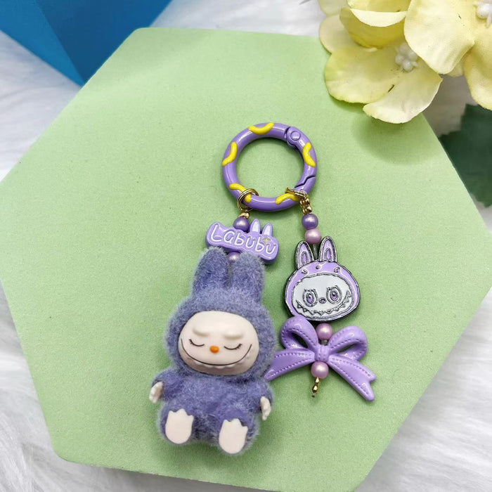 Wholesale Flocking mini keychain baby-free vinyl cute grain mobile phone pendant trendy accessories