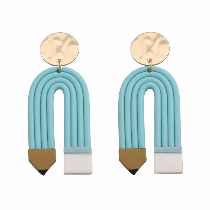 Wholesale Cross-border e-commerce colored pencil soft pottery curved striped earrings
