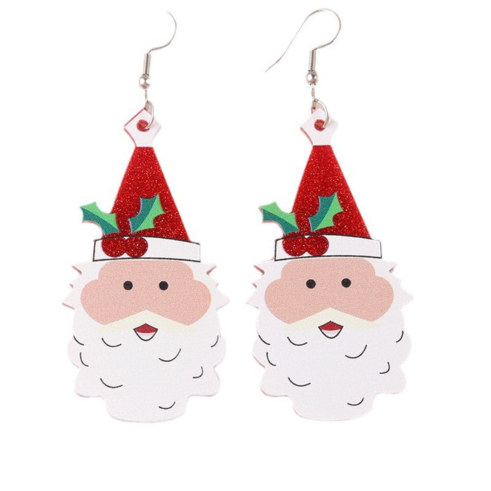 Wholesale Cartoon Christmas Series Acrylic Earrings Snowman Cup Flower Personalized Wine Bottle Earrings Ear Jewelry