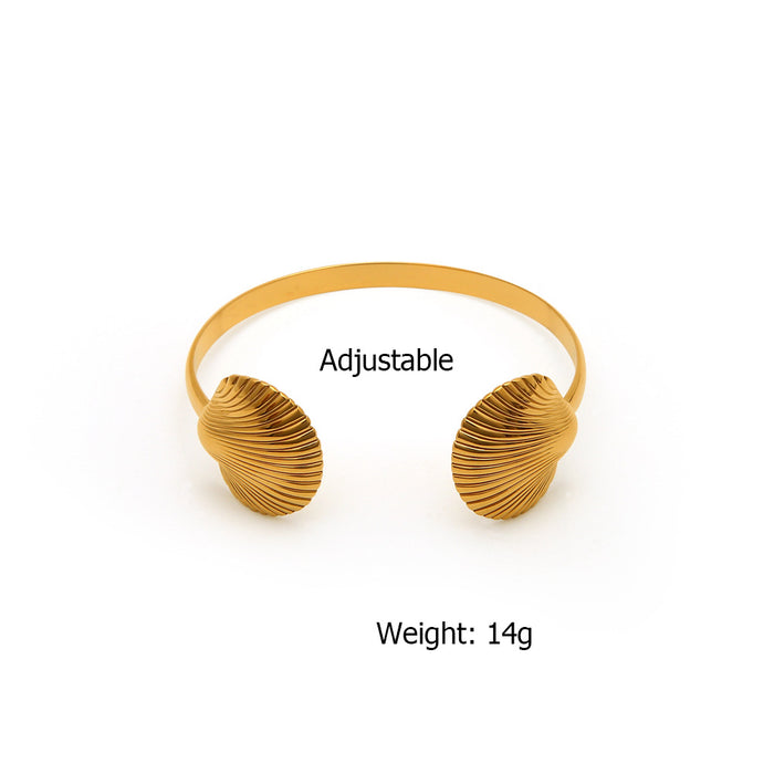Wholesale Fashion stainless steel scallop simple collar bracelet shell titanium steel open ring set