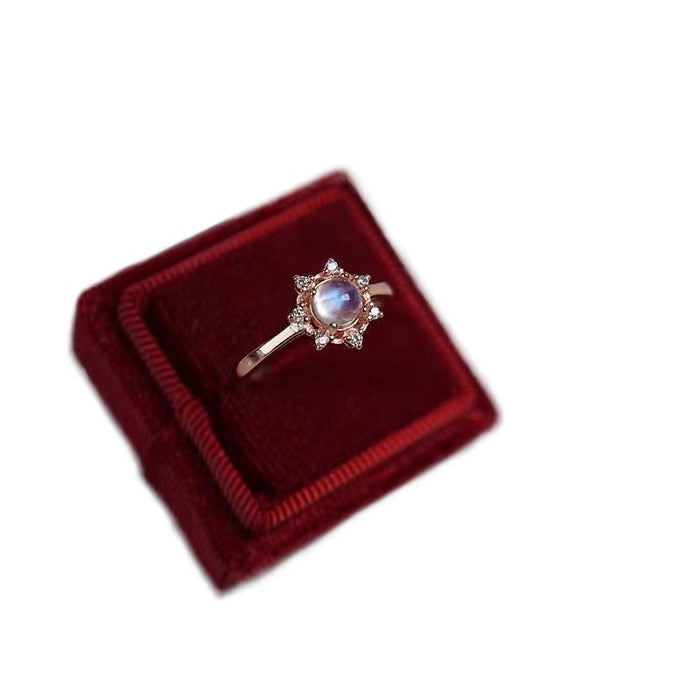 Wholesale New Moonstone Open Ring Shining Crystal Rose Gold