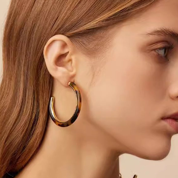 Wholesale Leopard print earrings with plain circles, high-end and exaggerated earrings with circles for women