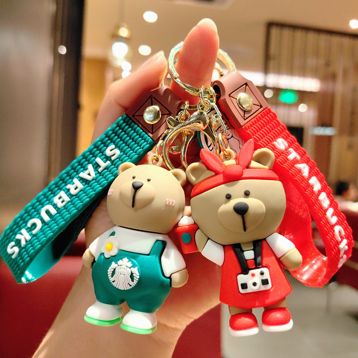 Wholesale Cute Bear Doll Car Milk Tea Cup Pendant Keychain JDC-KC-ShuoT007