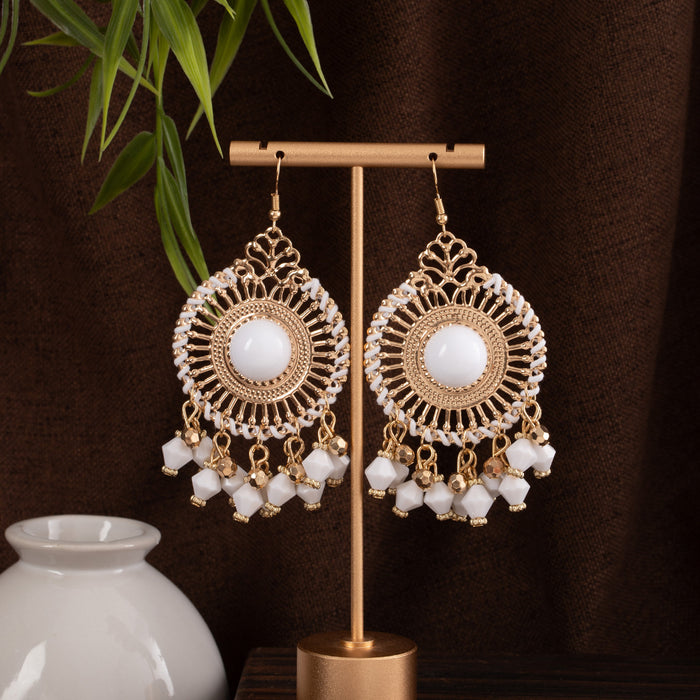 Wholesale Retro Bohemian Long Tassel Drop Earrings Heavy Industry Creative Ethnic Style Diamond-Encrusted High-End Earrings