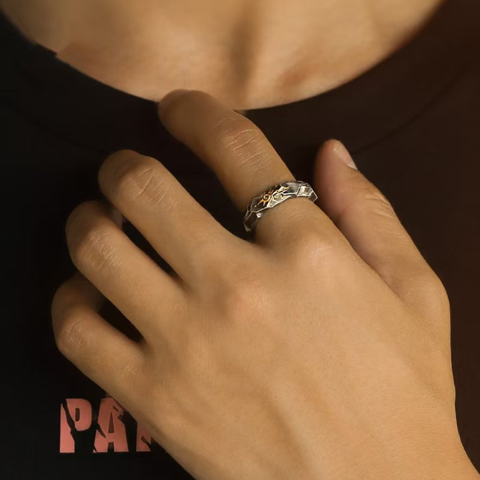 Wholesale Personalized and fashionable geometric ring, retro and high-end opening, index finger ring, niche design ring