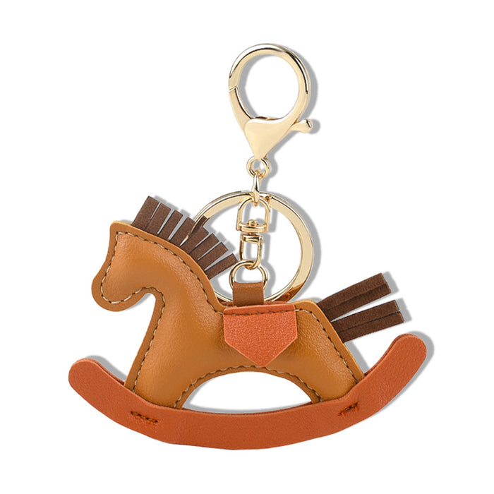 Wholesale pony pendant cartoon horse leather pendant handmade leather bag pendant