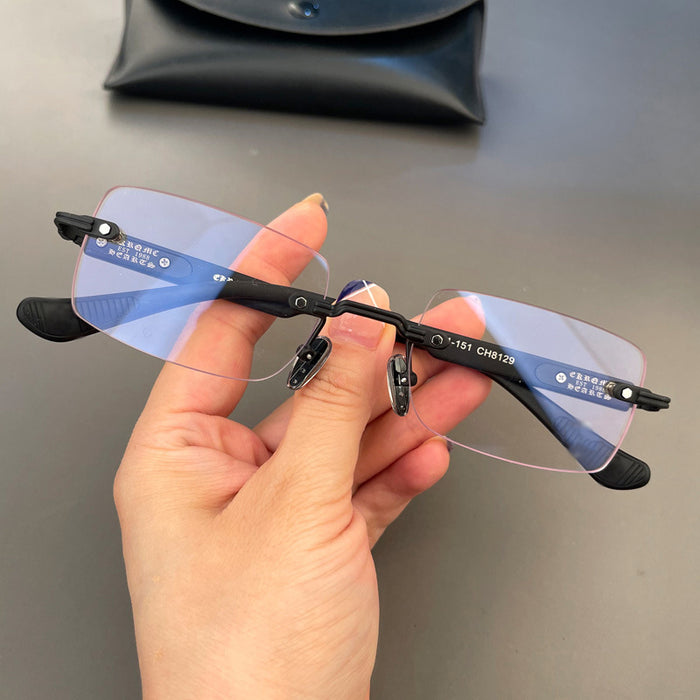 Wholesale Retro perforated frameless glasses with personalized frames for men and women, ultra light and fashionable