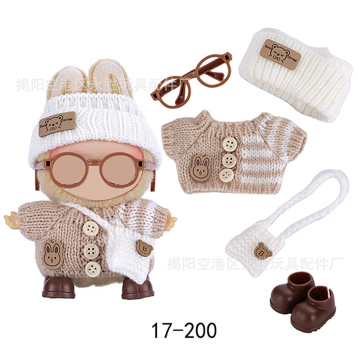 Wholesale Doll clothes Jacquard Sweater Hat Bag Shoes Glasses