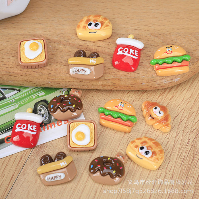 Wholesale Cute Expression Burger Food Toy Cream Glue DIY Resin Accessories Car Sticker Fan Sticker Mobile Phone Case