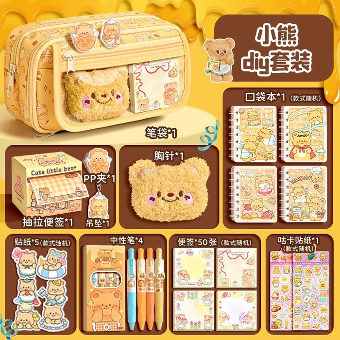 Wholesale Trendy Cute Pencil Case Large Capacity 9-Layer Flip with Butter Bear Design for Students stationery