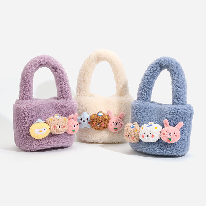Wholesale Autumn and Winter New Plush Bags,  Fashionable Tote Bags,  Women' s Niche Bucket Bags, Cartoon Handbags in Stock