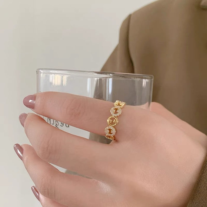 Wholesale Circle zircon adjustable ring Women's exquisite ring bracelet