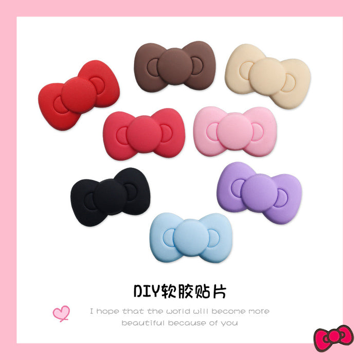 Wholesale 10pcs Cat Bow PVC Soft Adhesive Patch Mobile Phone Case Hole Slippers Accessories Water Cup Accessories
