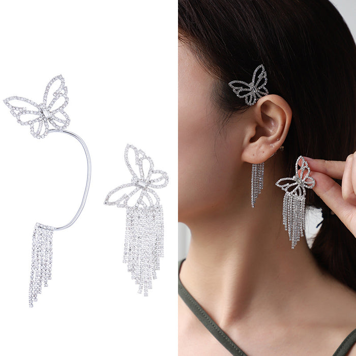 Wholesale Earrings Alloy Diamond Butterfly Tassel MOQ≥2 JDC-ES-kenj013