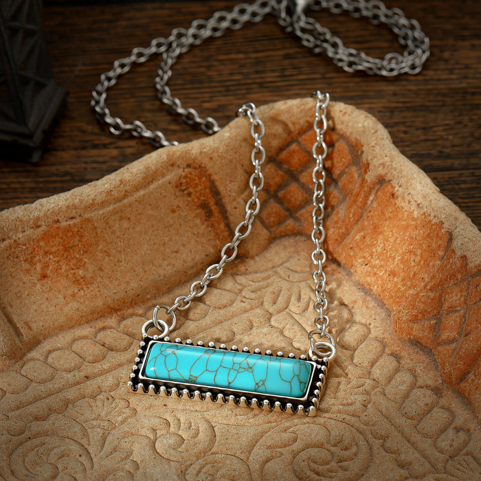 Wholesale Turquoise Fan-Shaped Retro Bohemian Necklaces