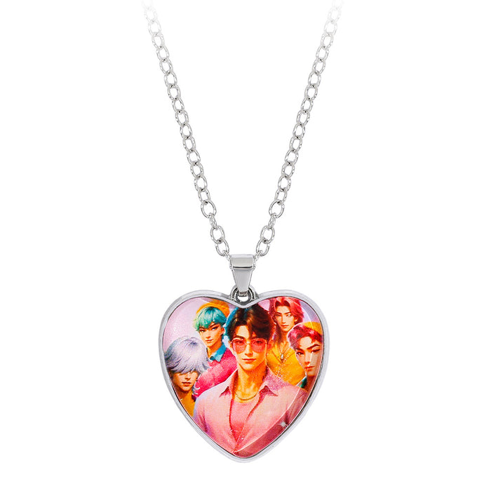 Wholesale Kpop Time Gem Heart Necklace