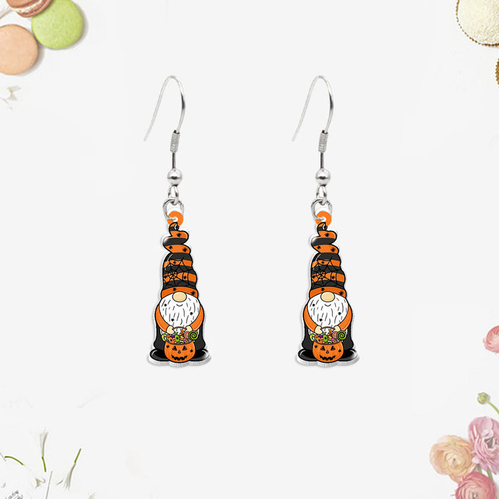 Wholesale pumpkin dripping oil funny Heat Shrinkable earrings dwarf elderly  series jewelry
