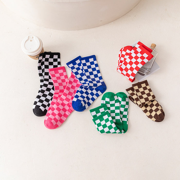 Wholesale Checkerboard Cotton Socks JDC-SK-JiaY017