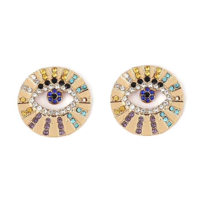 Wholesale Alloy Hollow Diamond Devil Eye Earrings JDC-ES-YueLi010