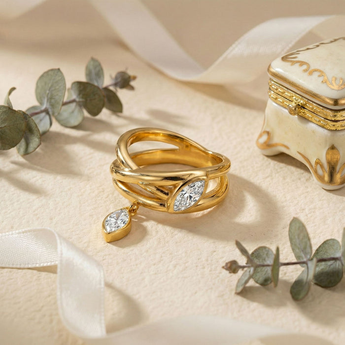 Wholesale Light Luxury Diamond-Embellished Twining Vine Ring