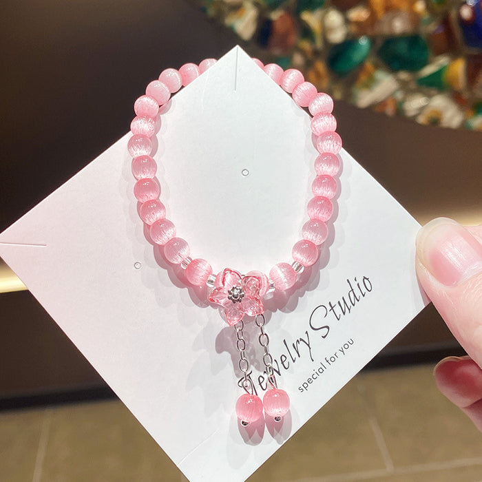 Wholesale Glass Cat Eye Flower Bracelet - Women' s Fashion Jewelry Accessory MOQ≥3