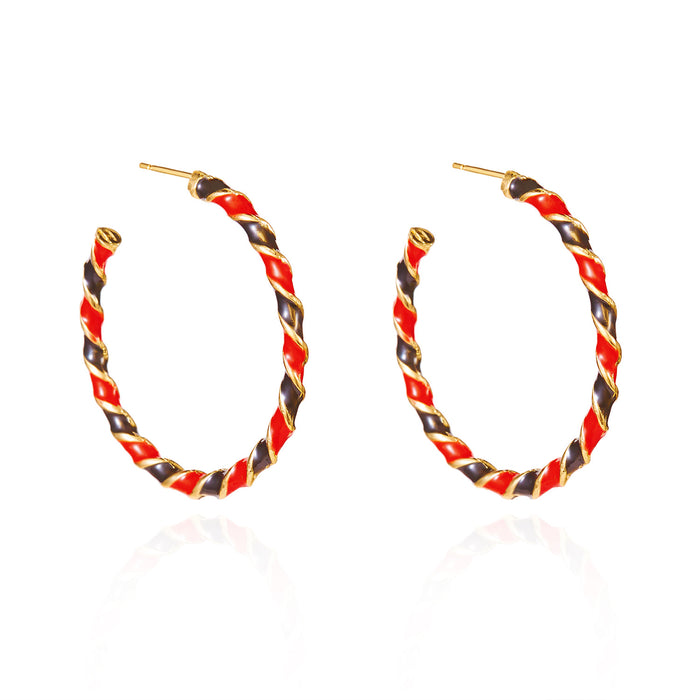 Wholesale Christmas fashion colorful red and green twisted earrings party accessories Christmas earrings