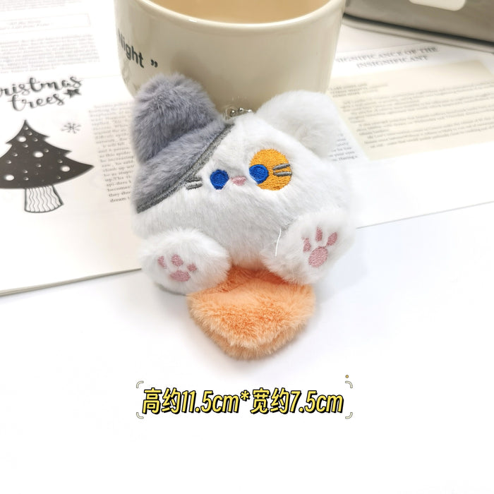 Wholesale Cartoon Squeaky Doll Pendant Cute Three-Flower Cat Doll Plush Brooch Bag Hanging Ornaments Accessories