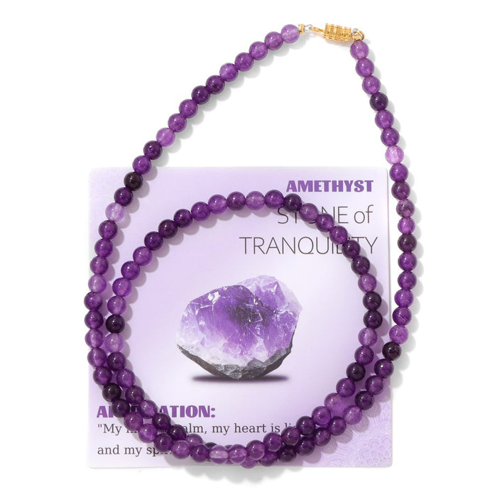 Wholesale 6mm stone bead screw clasp necklace card packaging choker necklace