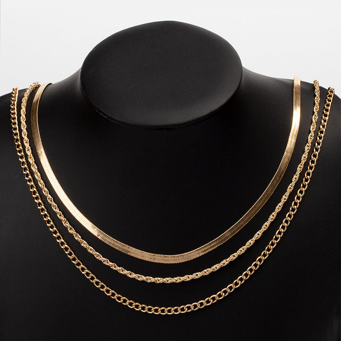 Wholesale Jewelry alloy multi-layer layered necklace, simple collarbone chain