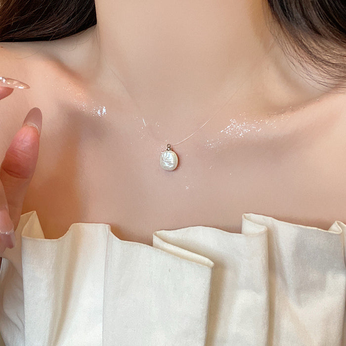 Wholesale Simple and fashionable pearl pendant necklace, light luxury, niche collarbone chain, high-end and versatile temperament