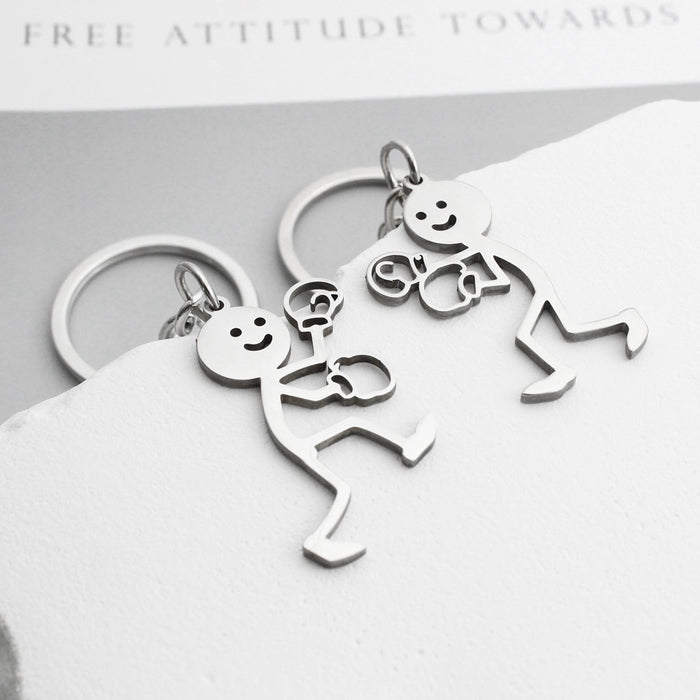 Wholesale Stainless steel keychain sports matchstick couple style keychain funny accessories