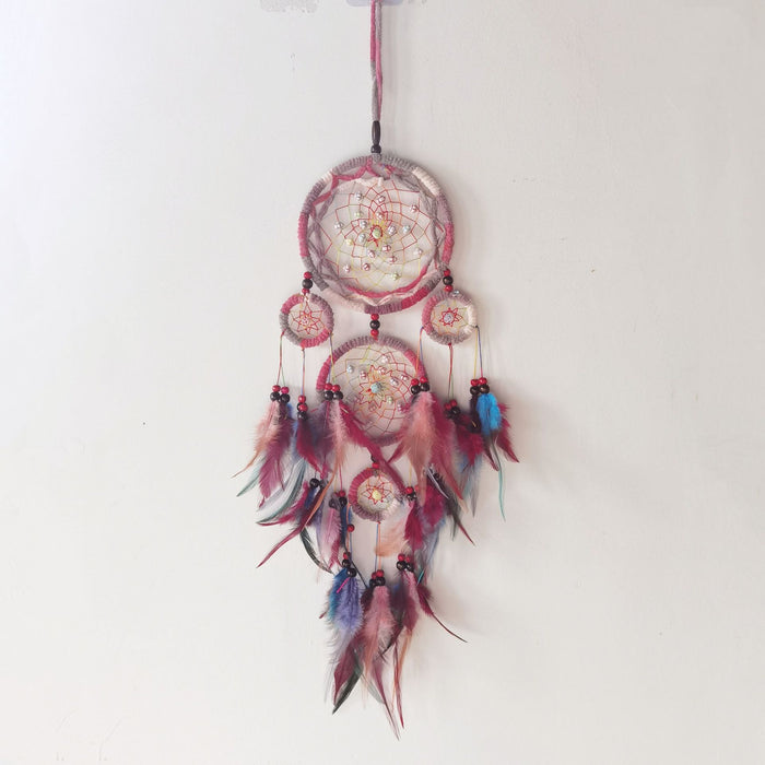 Wholesale Handwoven Iron Dreamcatcher with Feathers Boho Decorative Hanging Ornament