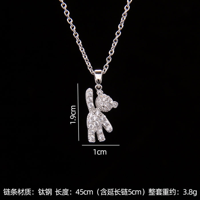 Wholesale fashion zircon love bear pendant small necklace