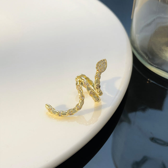 Wholesale Zircon inlaid small snake ear clip with personality and temperament, snake shaped ear bone clip with European and American style, no ear hole earrings