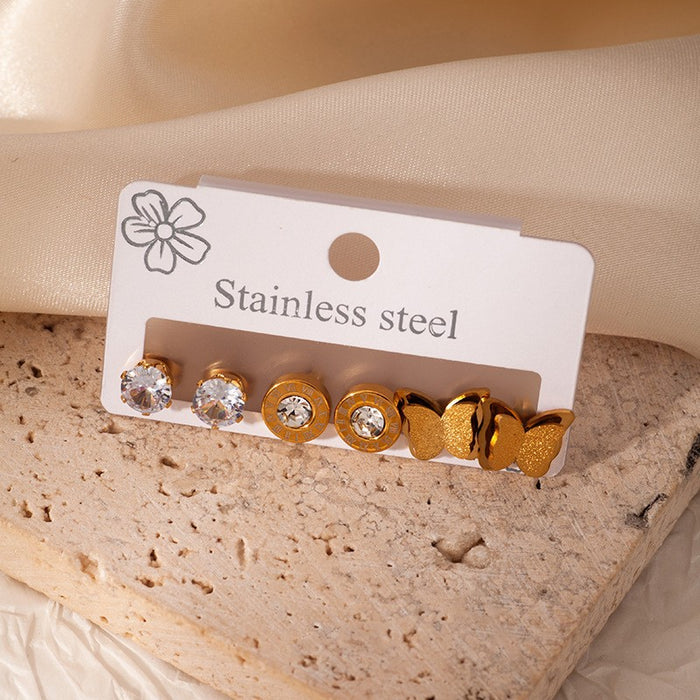 Wholesale Stainless Steel Pearl Heart Flower Earrings Set